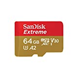 SanDisk Extreme 64GB microSDXC Memory Card with SD Adapter, A2, up to 160MB/s, Class 10, U3 and V30