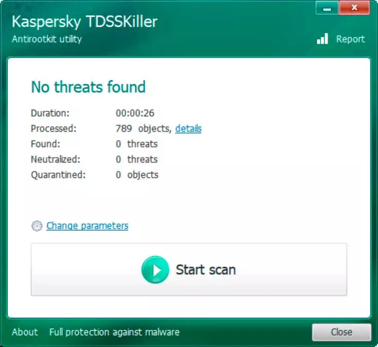 Kaspersky TDSSKiller search result