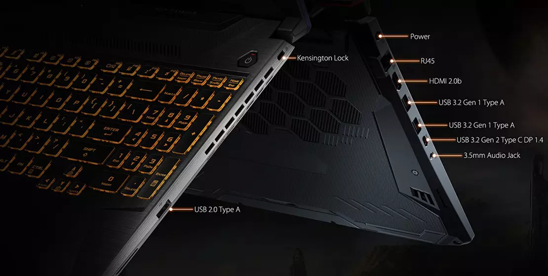 connectivity of asus tuf gaming laptop with intel core processor