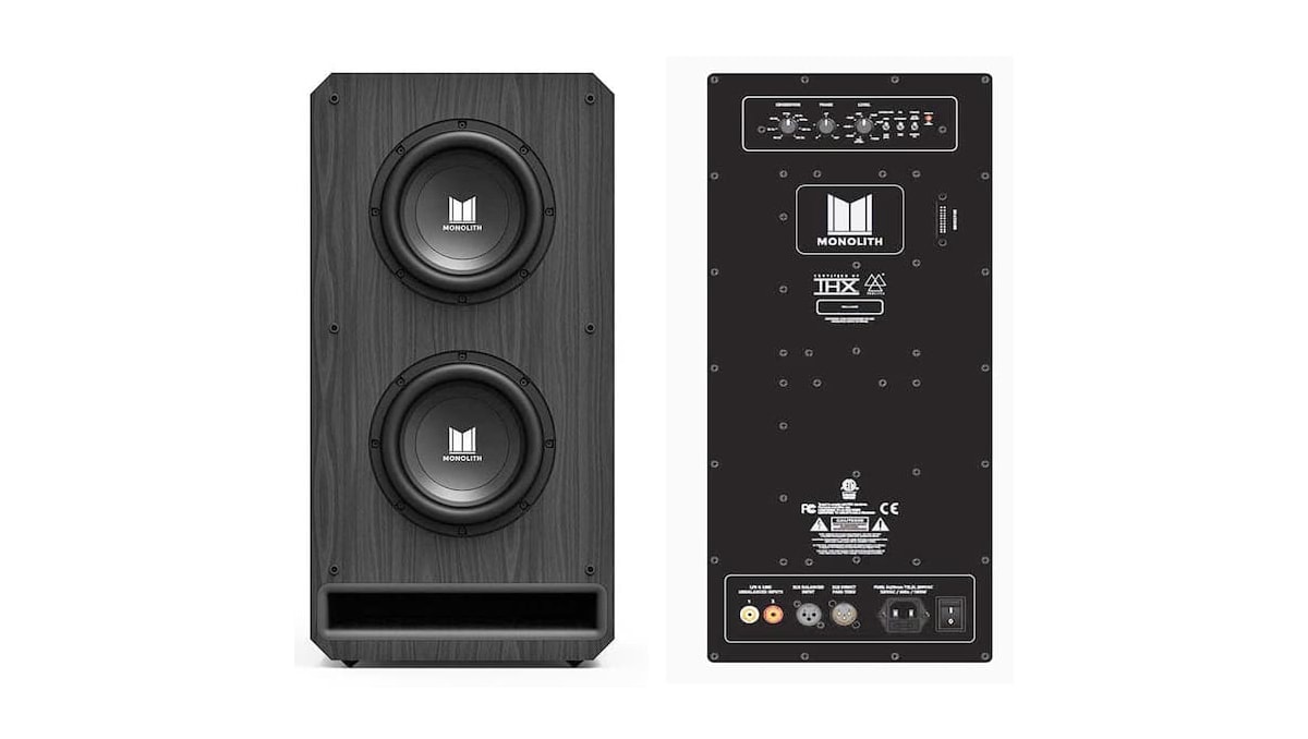 Monoprice Monolith M-210 subwoofer front and rear