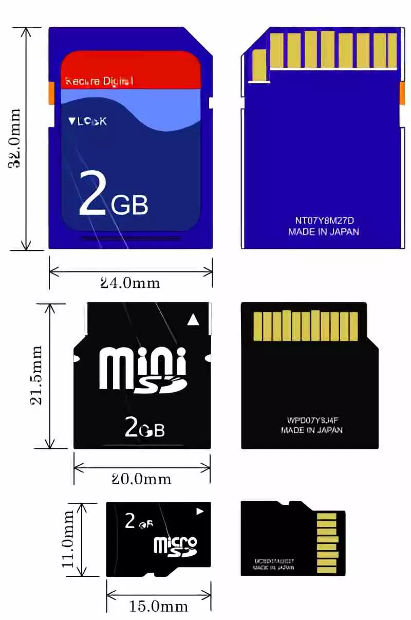 SD Card MicroSD MiniSD Size