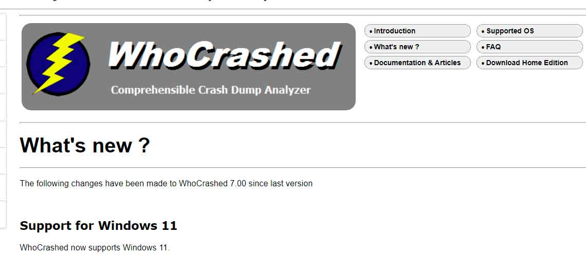 WhoCrashed 7 is now 100% compatible with Windows 11