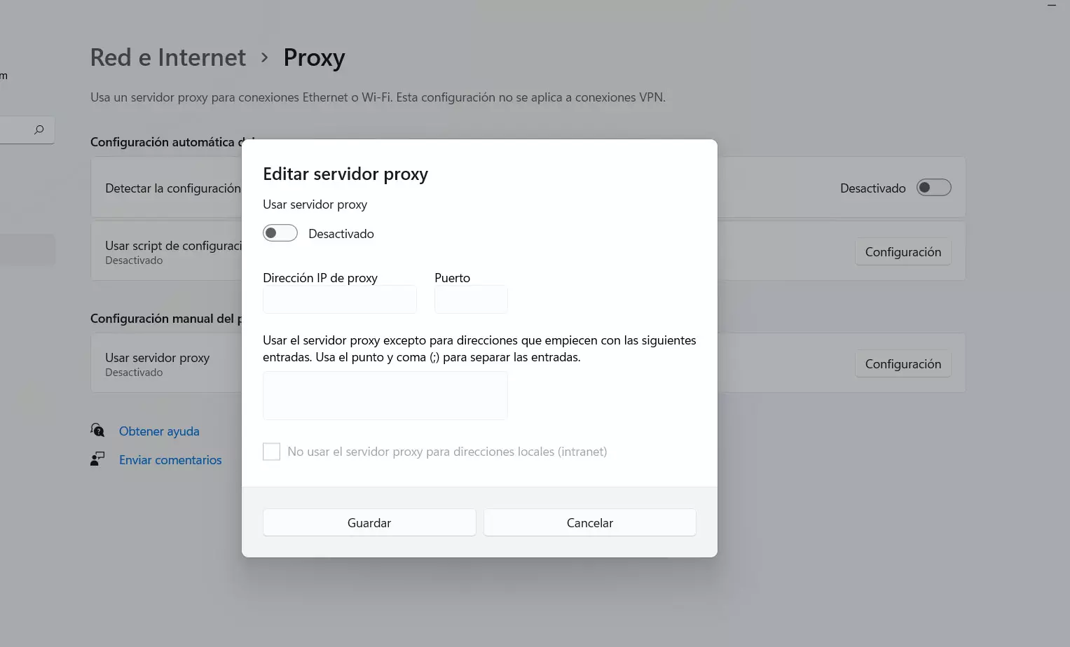 Remove proxy on Windows