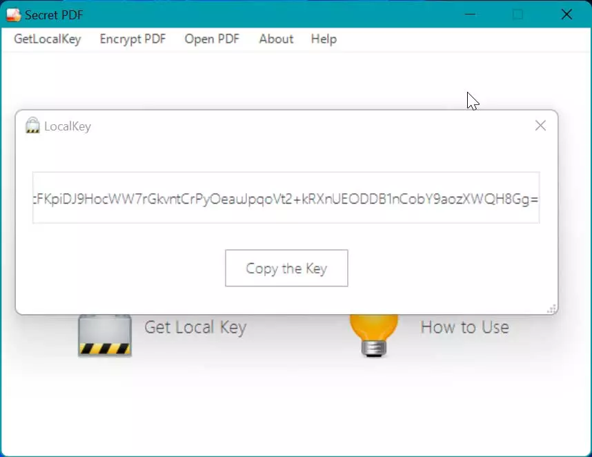 Secret PDF copy generated key