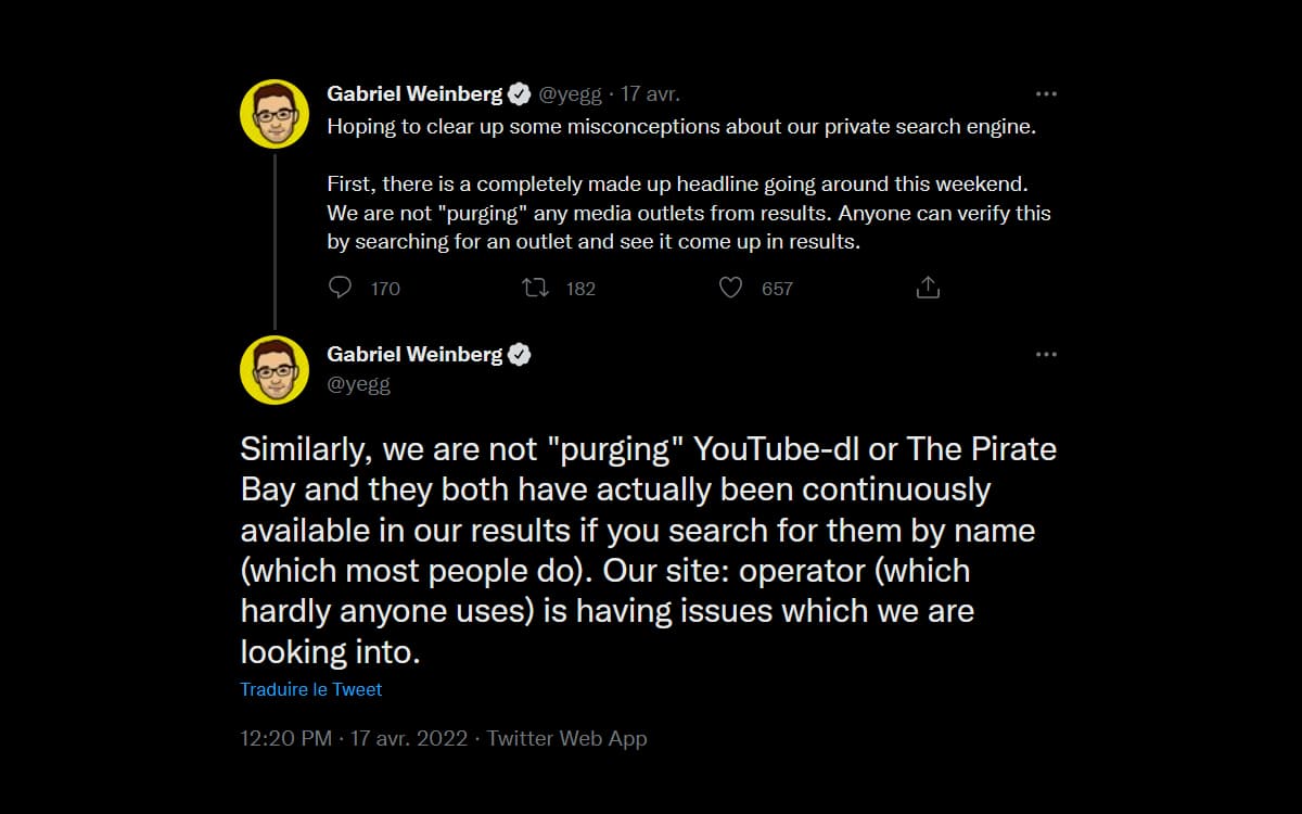 tweet duckduckgo pirate sites