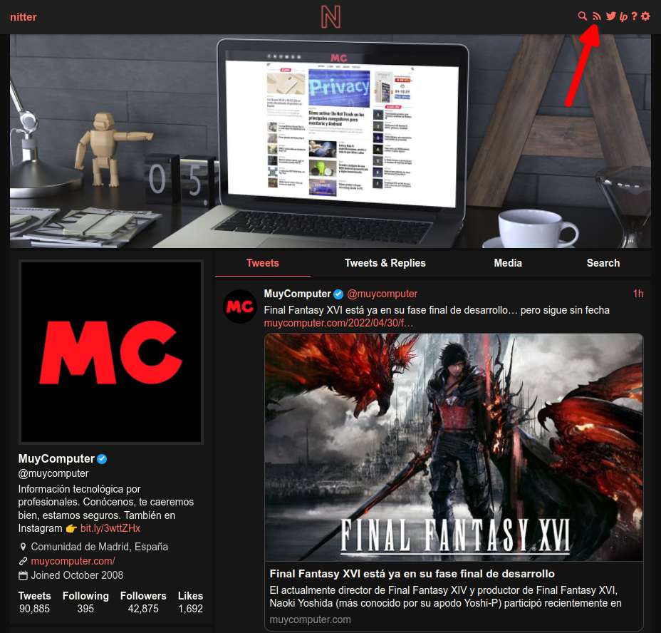 Twitter by RSS with Nitter