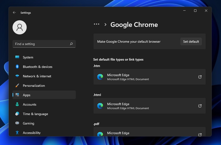Change browser in Windows 11