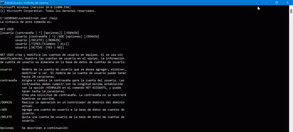 net user help