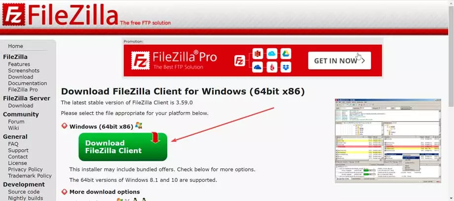 Download Filezilla client