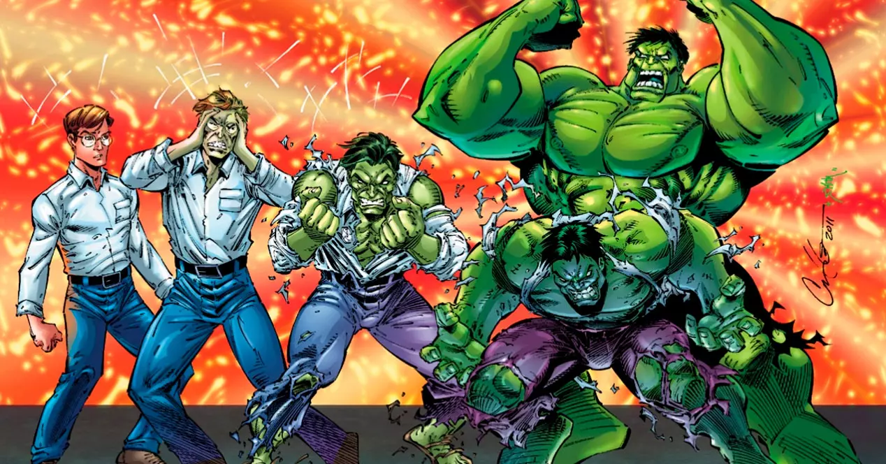 Bruce Banner's transformation into the Hulk.