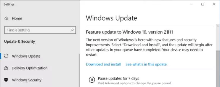 Windows 10 21H1 Update Beta