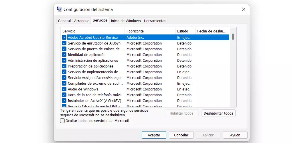Enable services in Windows