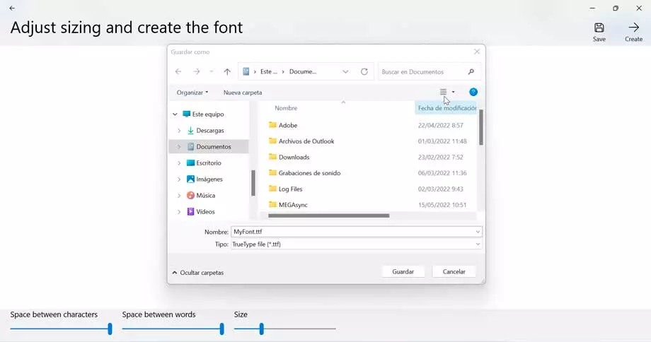 Microsoft Font Maker save font as TTF