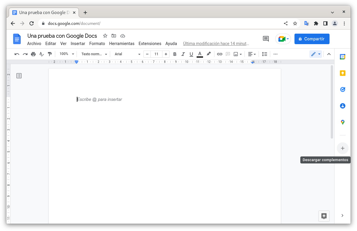 Start adding extensions in Google Docs
