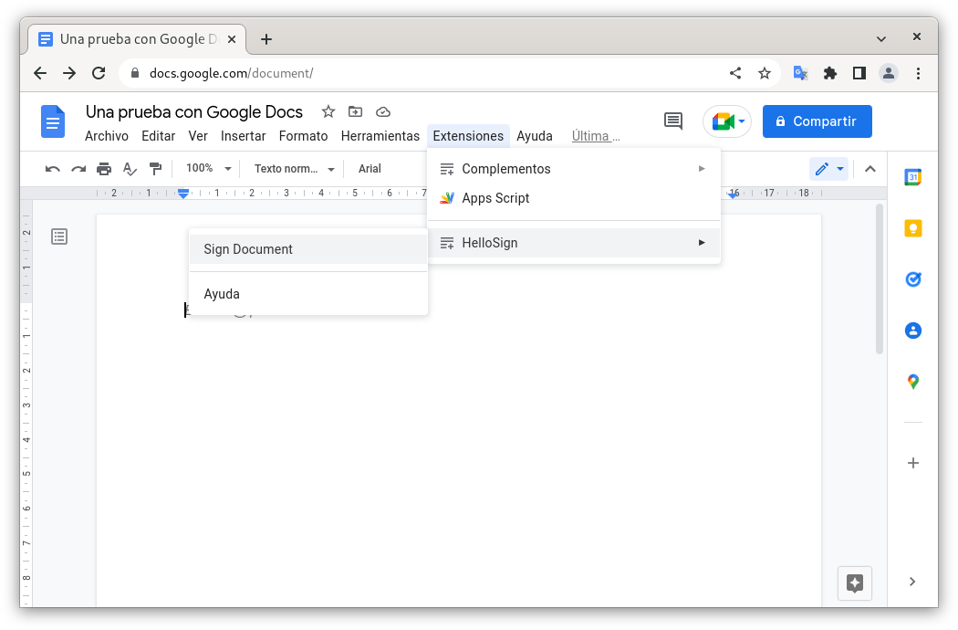 Access extensions installed in Google Docs