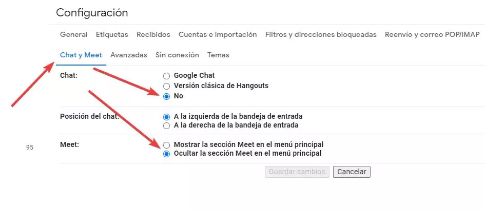 Disable ChatMeet Gmail