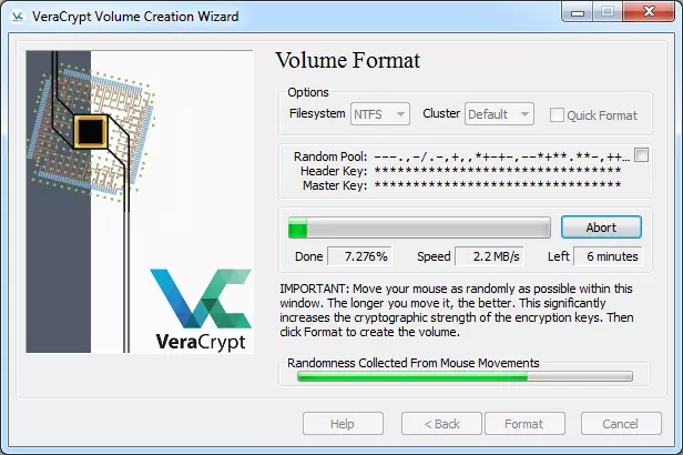 Create virtual volume with VeraCrypt