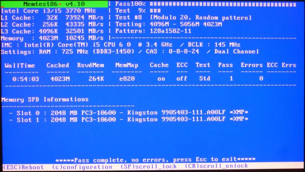 running memtest86 software to detect faulty ram