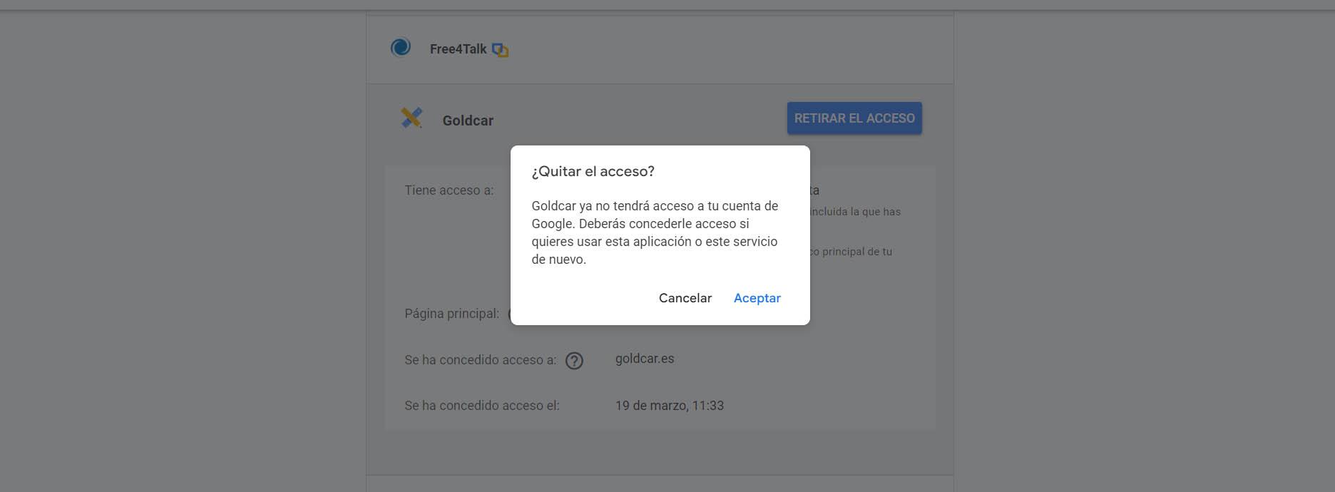 Remove access to a Google account
