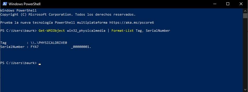 powershell ssd serial number