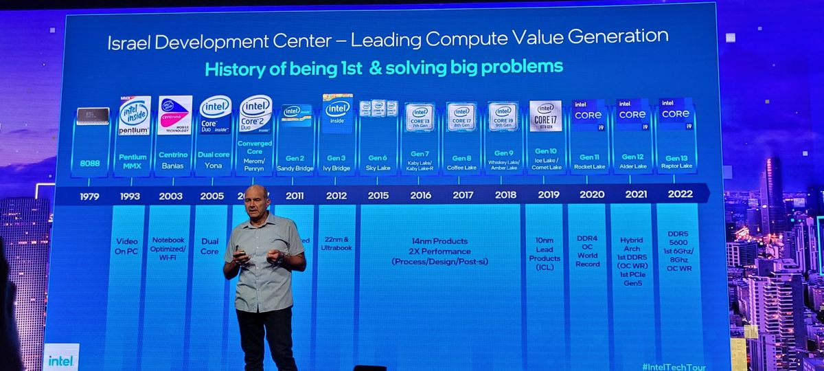 Evolution of Intel processors in a presentation