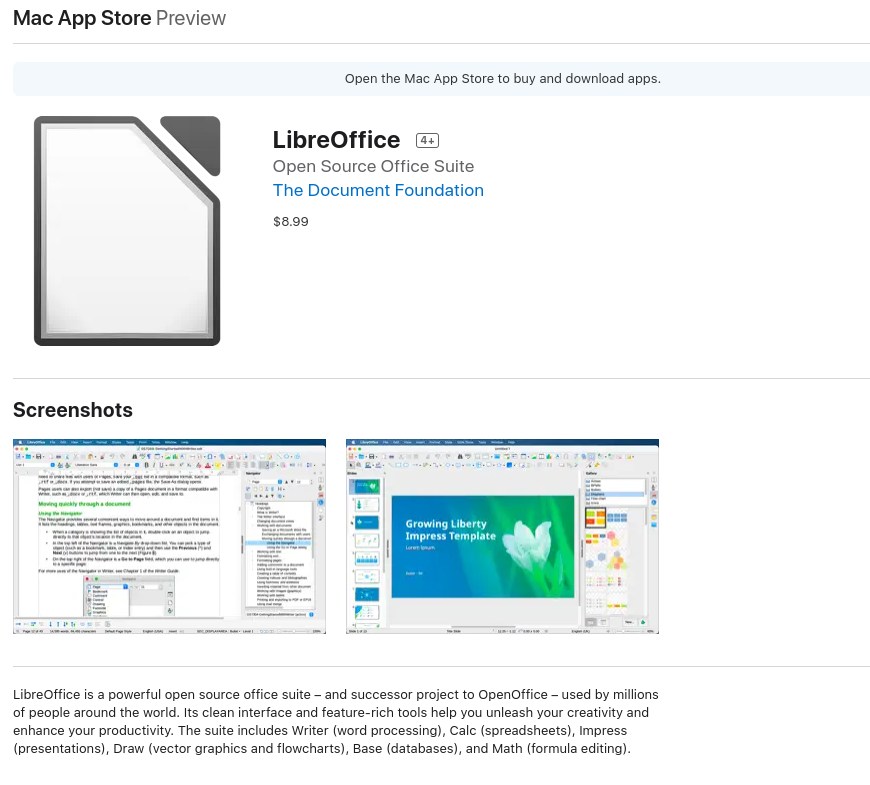 LibreOffice on the Mac App Store