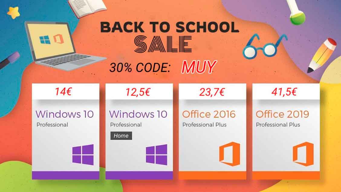 Prepare to go back to school with original Windows 10 and valid for life, for 12.15 euros