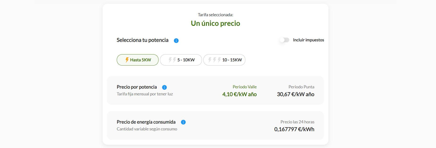 Price of the Iberdrola electricity rate