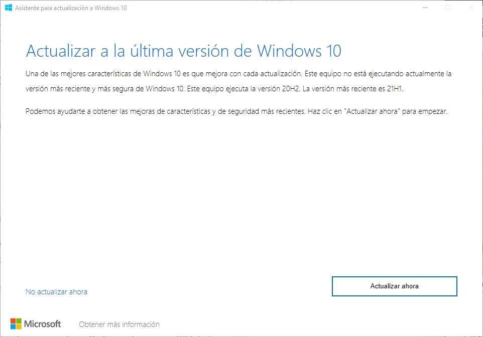 Windows 10 21H1 Update Wizard