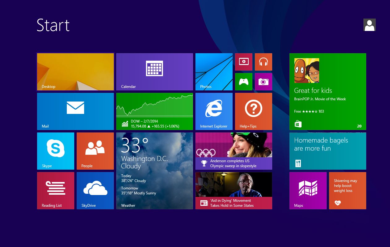 Windows 8 Metro/Modern UI Interface