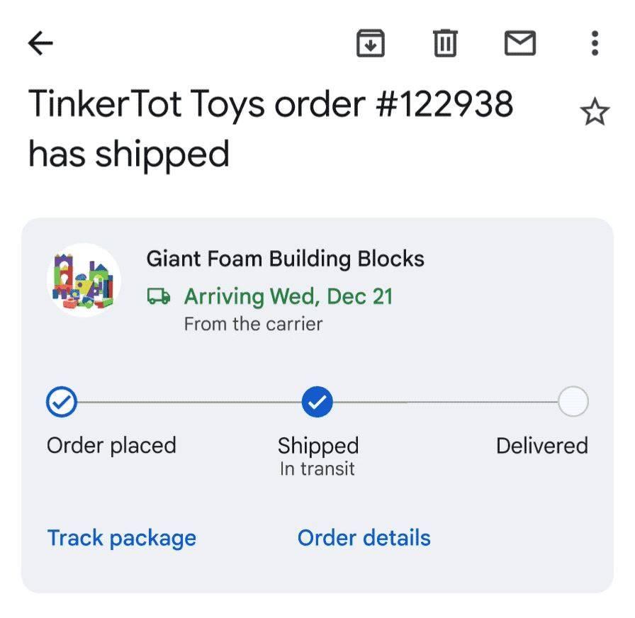 Gmail package tracking 2