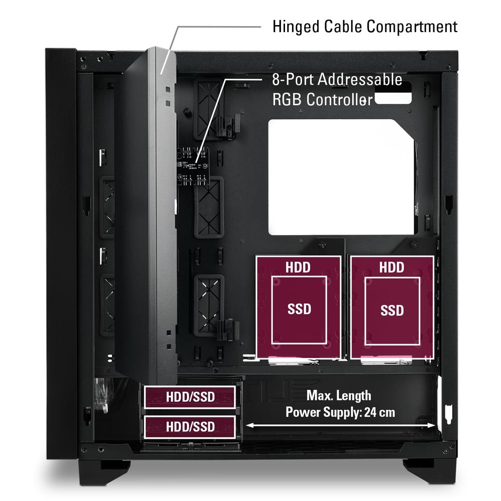 Image showing the spaces where we can install a hard drive in a PC chassis