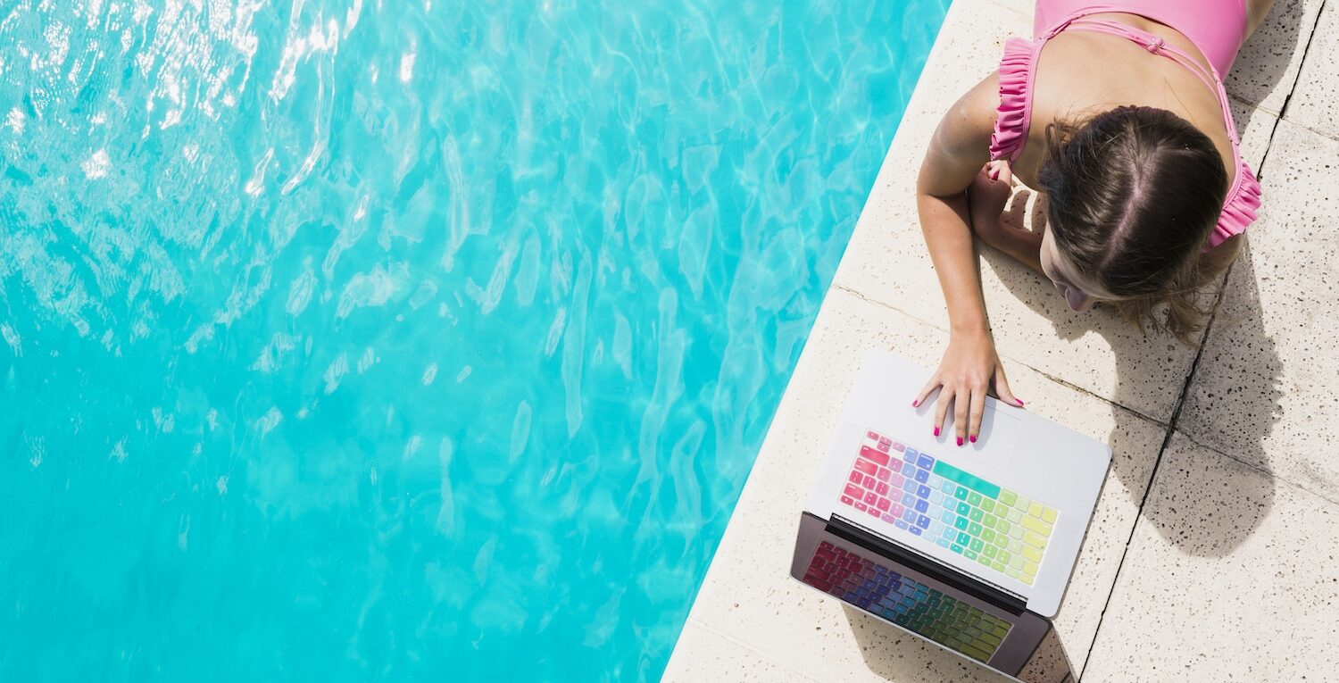 laptop in the pool