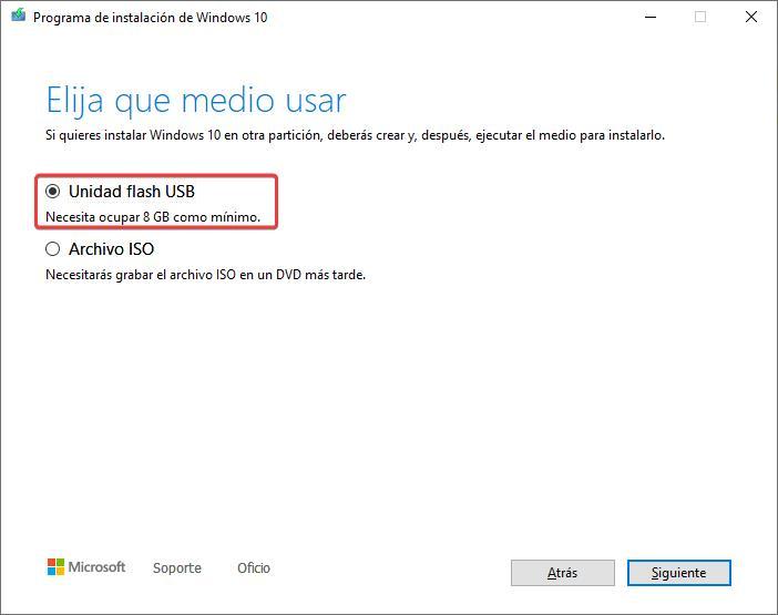 Windows 10 installation medium