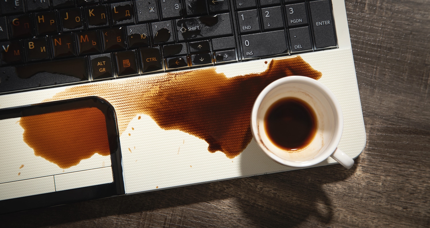 coffee wetting mac laptop