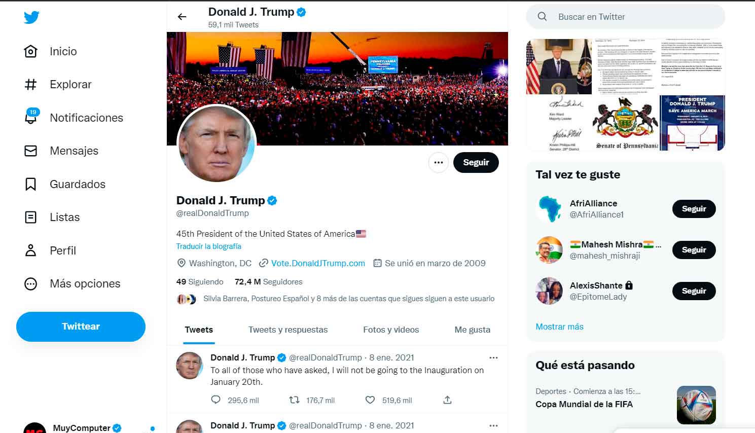 Twitter returns his account to Donald Trump