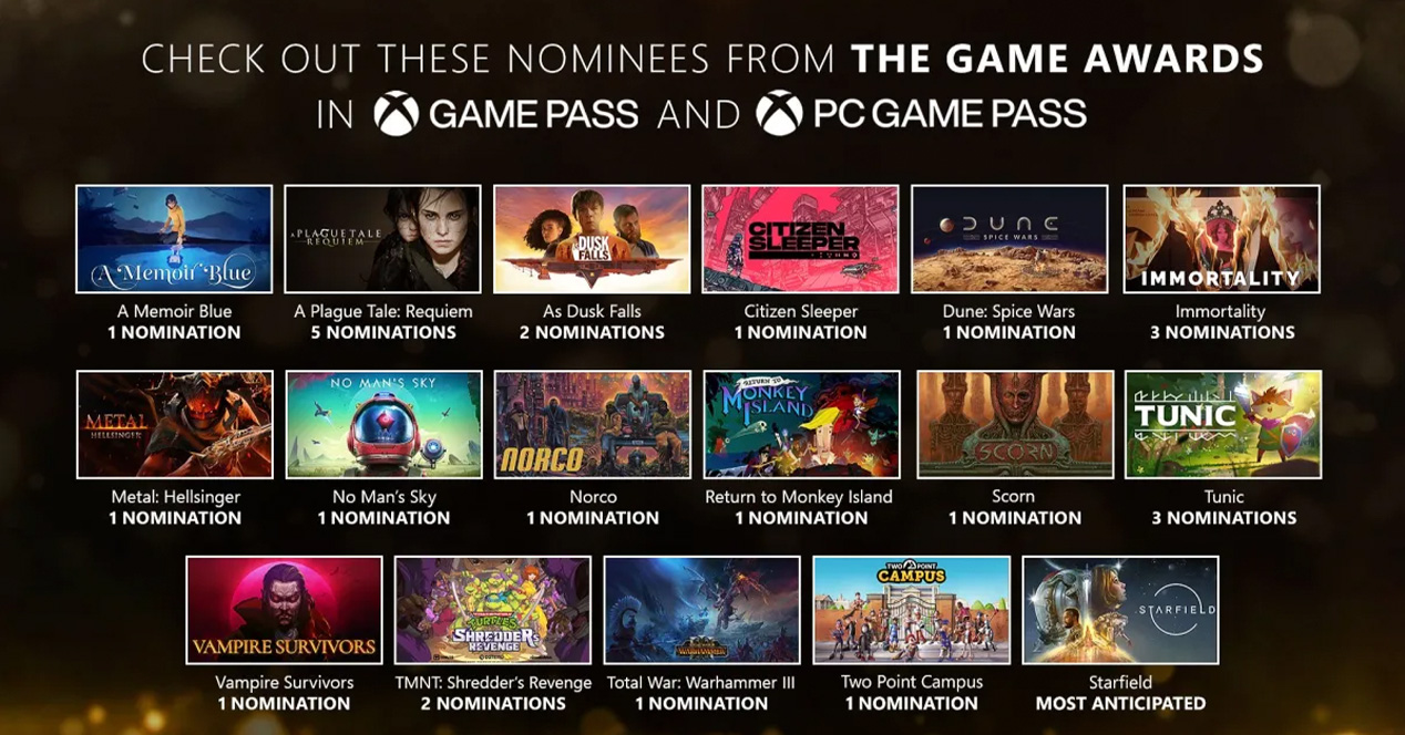 Xbox Game Pass games The Game Awards