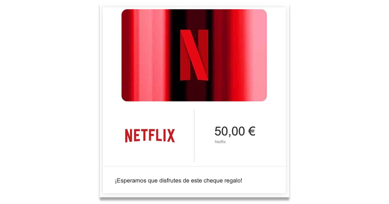 A Netflix e-gift voucher available on Amazon Spain
