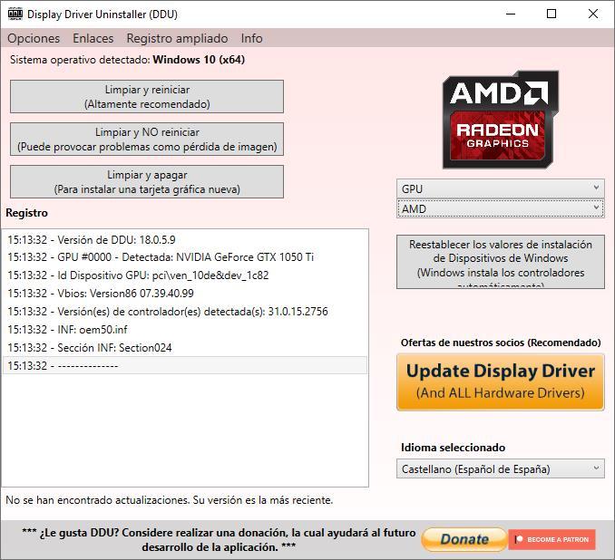 AMD Uninstall DDU graphics drivers