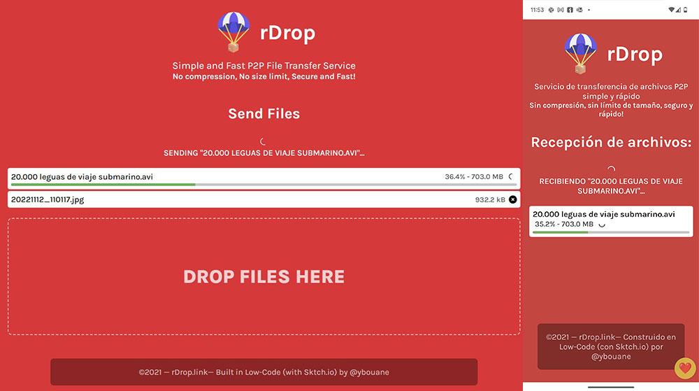 rDrop - send large files over the internet