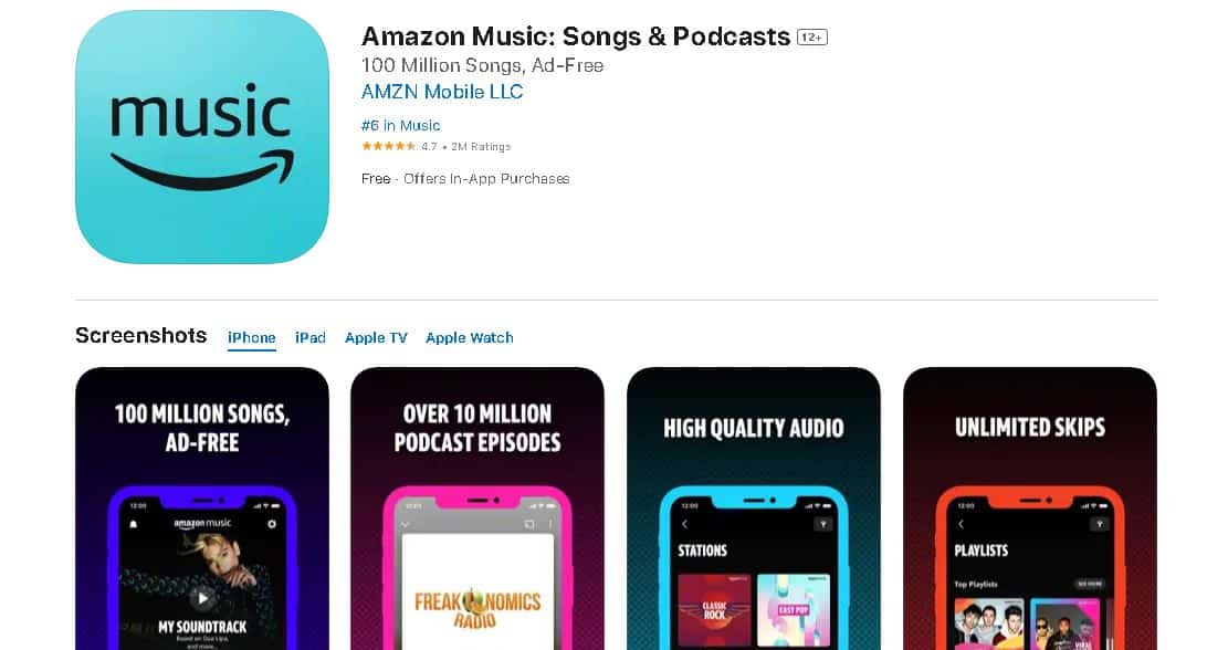 Amazon Music app to download free music