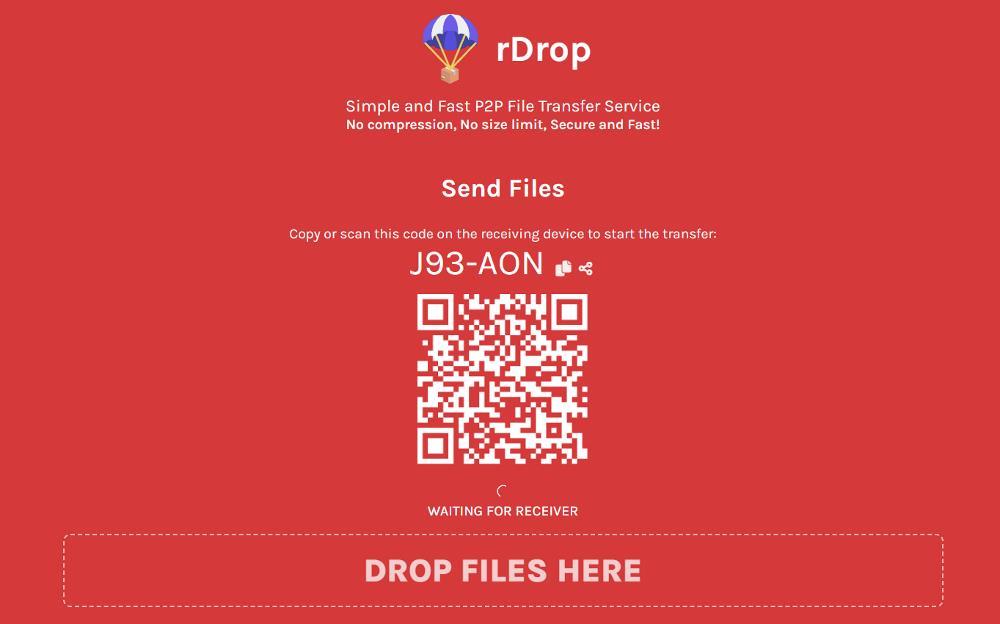 rDrop - send large files over the internet