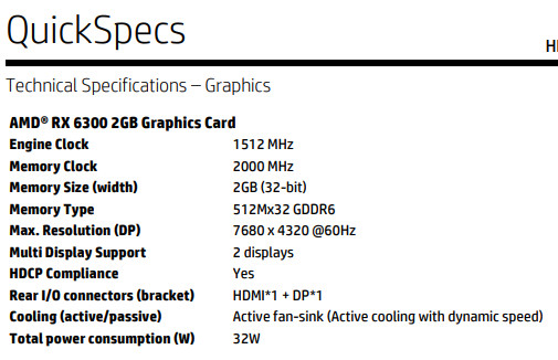AMD Radeon RX 6300 Specifications
