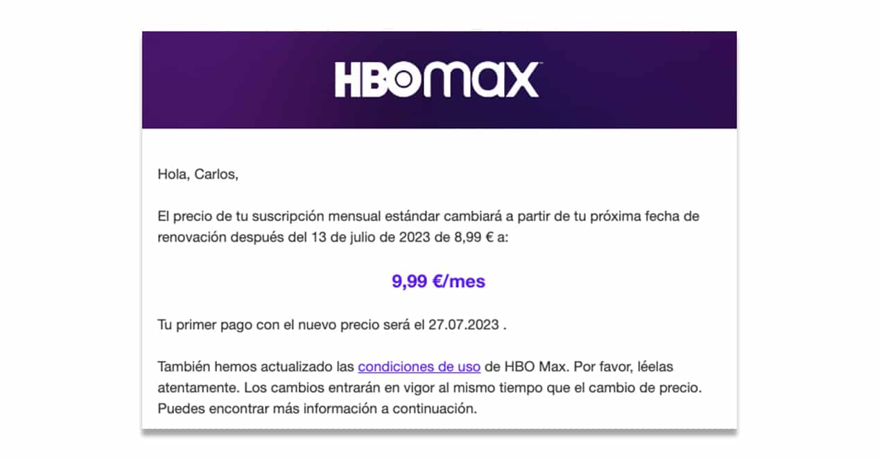 HBO max price hike message