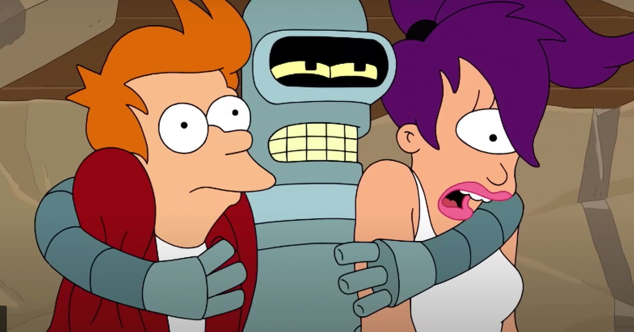 Futurama season 11 trailer screenshot with Fry, Denver and Lila